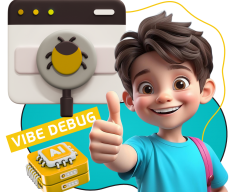 Тестирование & Vibe Debug. Охотники за багами - КИБЕРшкола программирования для детей, компьютерные курсы для школьников, начинающих и подростков - KIBERone г. Черногорск